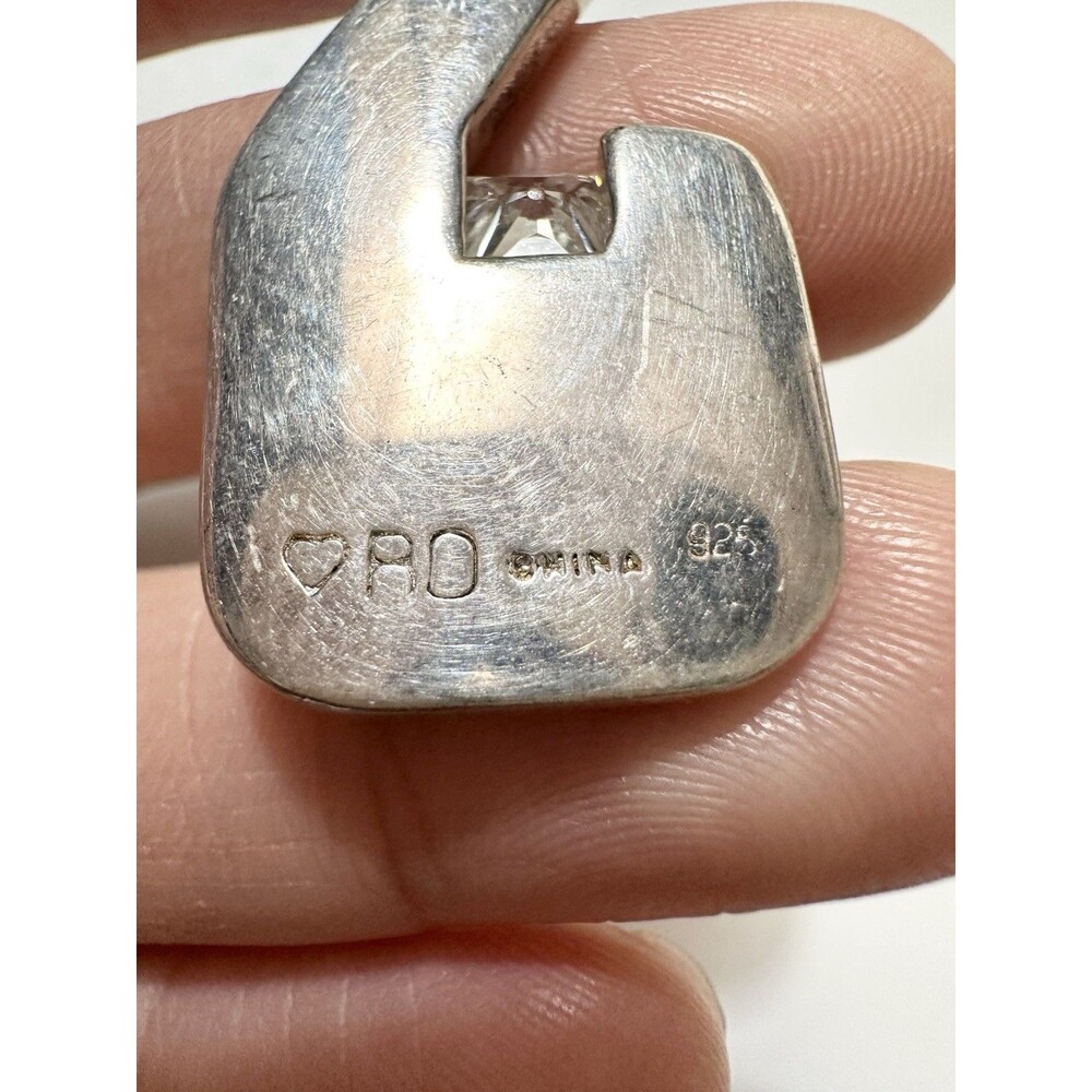 925 Sterling Silver Signed Initial S Pendant Heav… - image 5